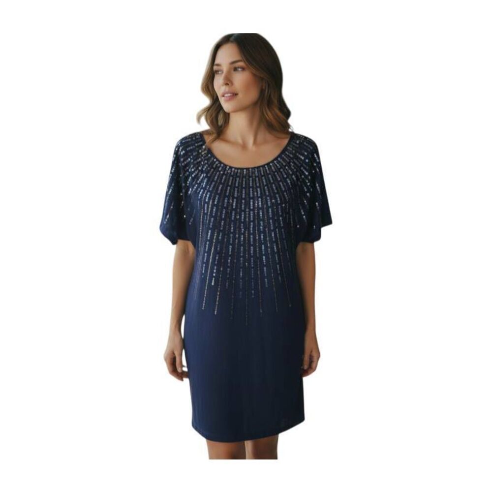 B. DARLIN NAVY & SEQUIN DRESS SZ.5/6 EUC.